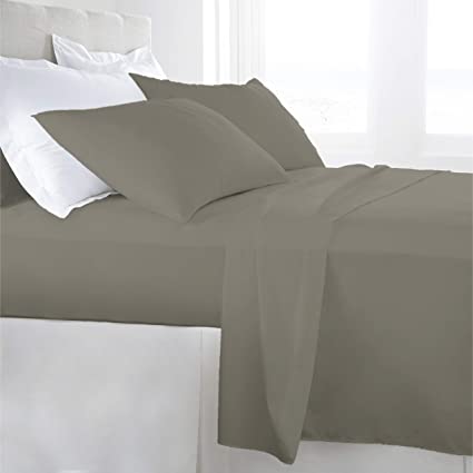 1000tc Egyptian Cotton Sheet Set Flat, Light Grey King Size Bed Sheet Set